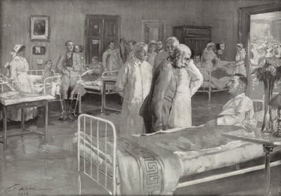オーストリアのフランツジョセフがウィーンの軍事病院を訪問 作： Wilhelm Gause